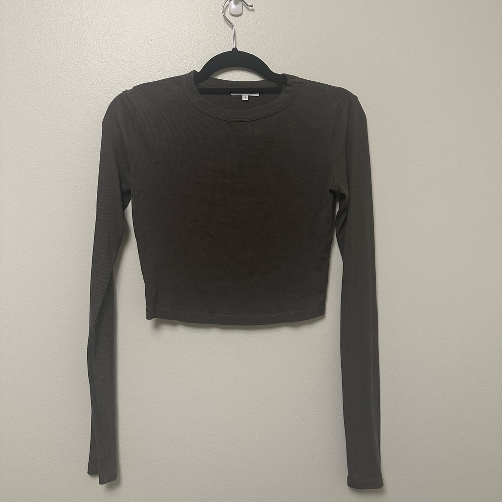 Cotton Citizen Ribbed Green Crop Top